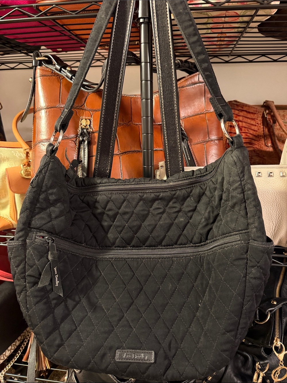 Vera Bradley Black Quilted Shoulder Hobo